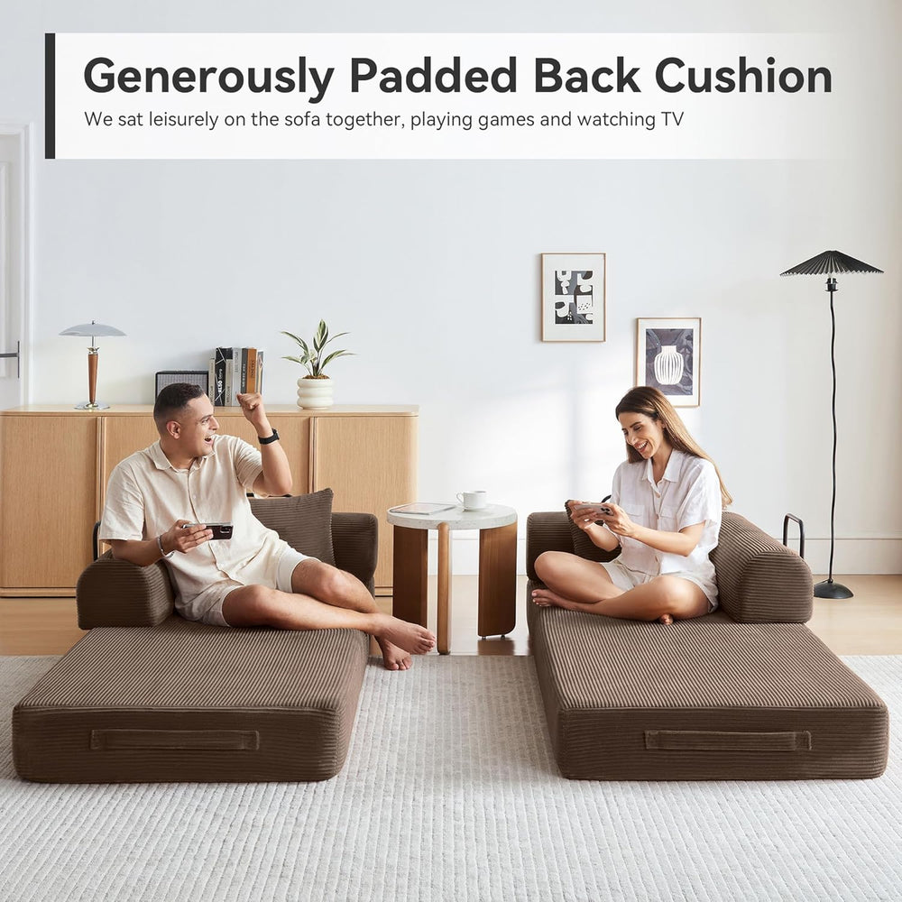 Convertible Modular Sleeper Sofa Bed, Mid Century Modern Decor Love Seat Memo...