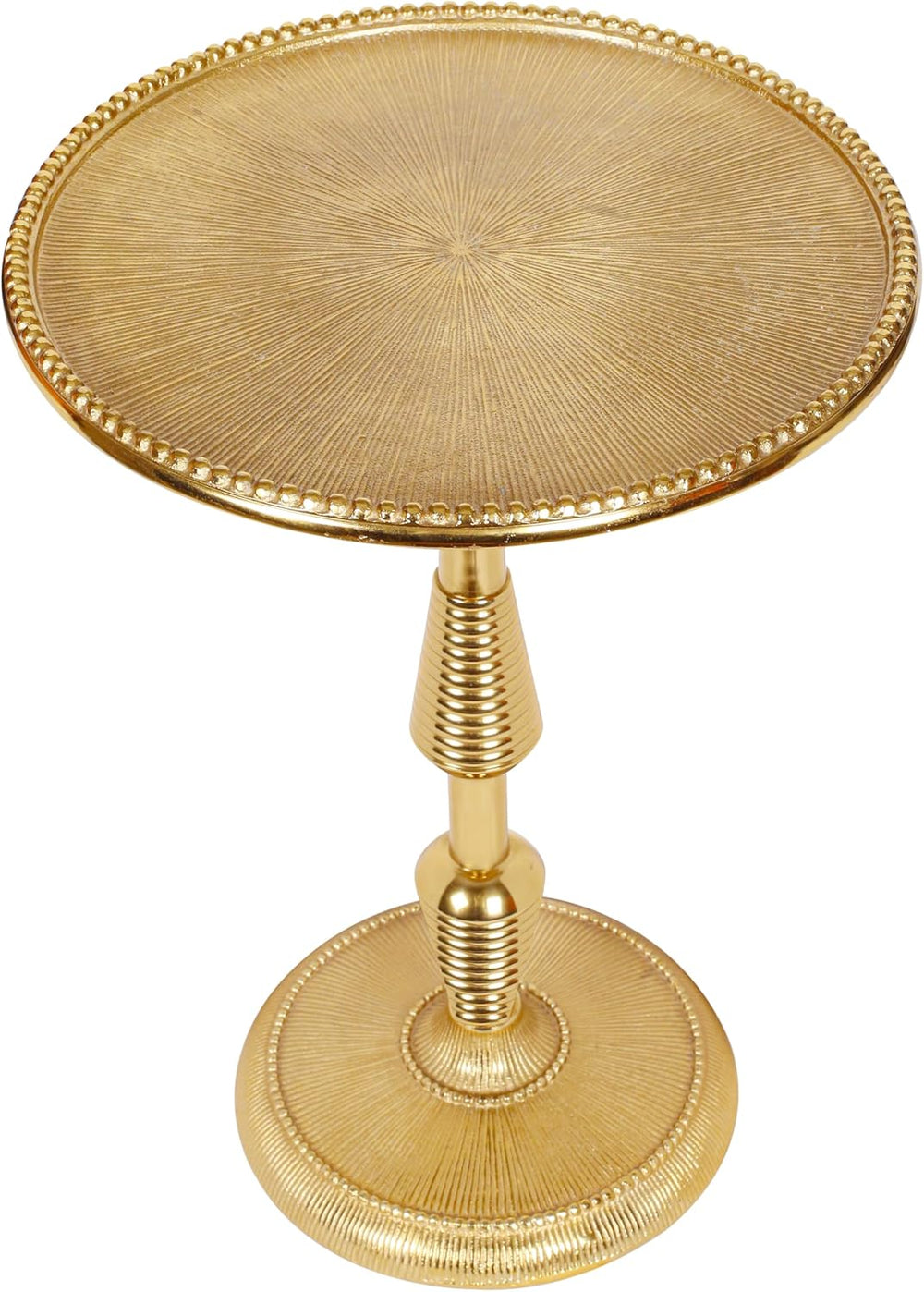 CLEENTABLE Modern Round Gold End Table - 15" Width x 21" Height Met...