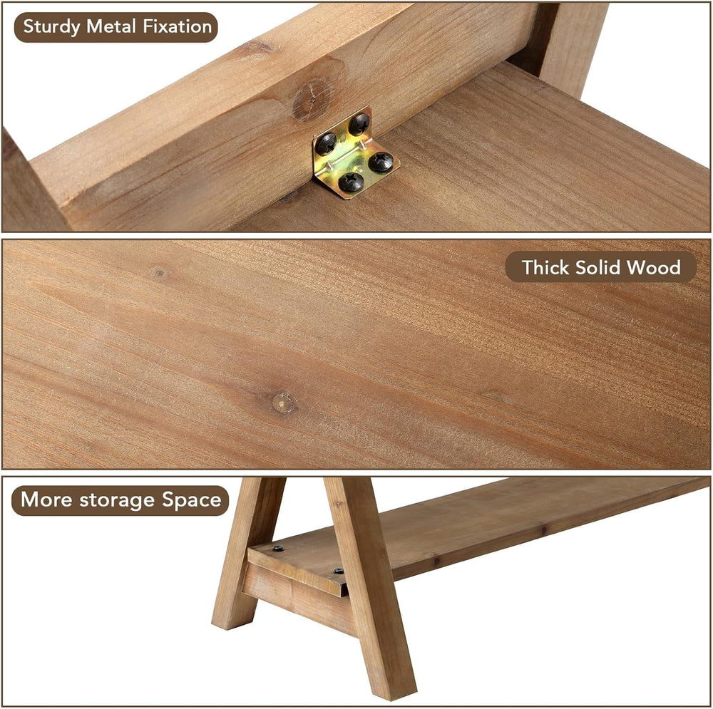 RowyPoey Solid Wood Bench, 30" Farmhouse Entryway Bench with Shoe Storag...
