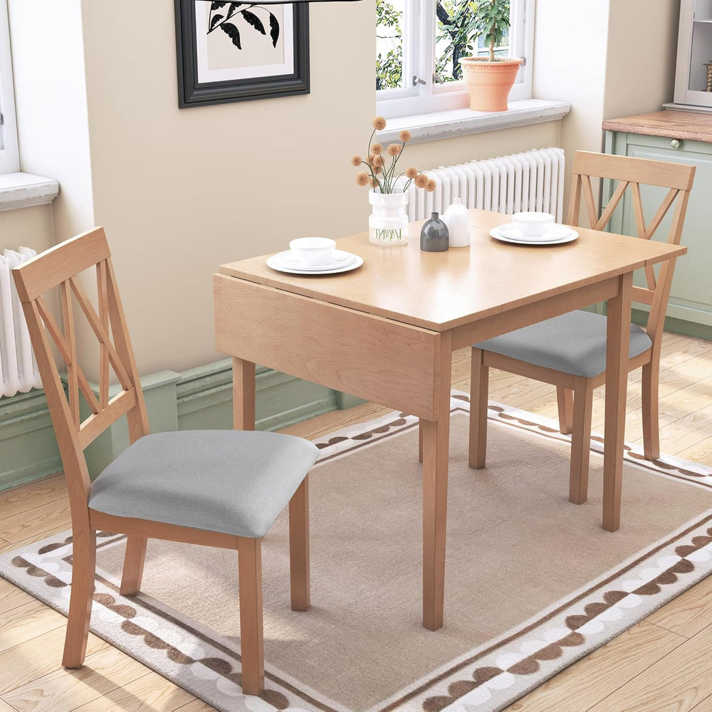 Merax Farmhouse Wood 3-Piece Multifunctional Dining Set, 45.6 inch Extendable...