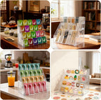 Tea Bag Organizer Display Stand, 4 Tier Clear Acrylic Tea Packet Storage Holder for Kitchen Countertop Cabinet Pantry Office Tea Bag, Coffee, Sugar Packets, Creamers Organization