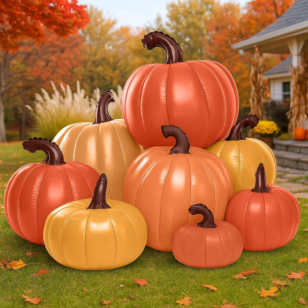 Leyndo 6 ft Tall Fall Stacked Pumpkin Inflatables Outdoor Decorations