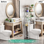 Over-The-Toilet Storage Rack, 4-Tier Bathroom Organizer Shelf Over Toilet with Adjustable Shelf and Basket, Freestanding Space Saver Bathroom Shelves Above Toilet for Room (Avocado Green)