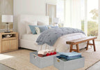 Collapsible Storage Box for Women - Foldable Home Organizer 16.9x12.5x7Inches with Wooden Handles | Closet, Bathroom & Kids Room Storage | Heavy-Duty Linen Fabric 2Pack