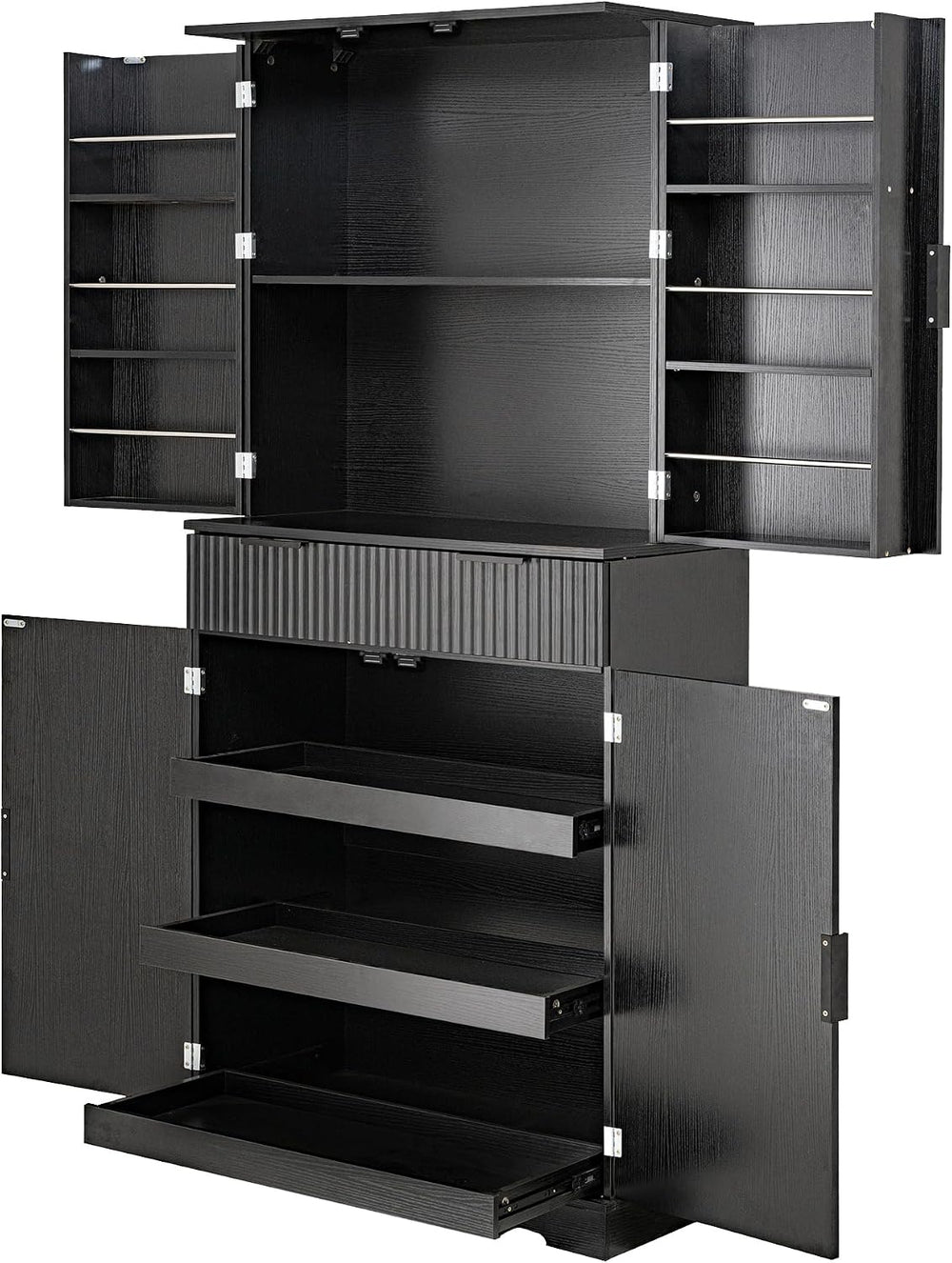 Spaco 72" Fluted Kitchen Pantry Cabinet,Modern Cupboard Storage Cabinet ...