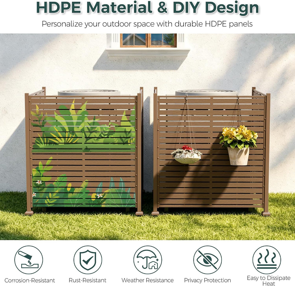3 Panels Outdoor Air Conditioner Fence, 48" W X 51" H No-Dig Outdoo...