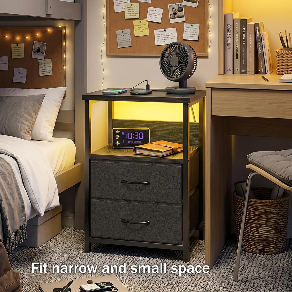 Fixwal Night Stand with Charging Station (2 AC Outlets & 2 U-S-B Ports) L...