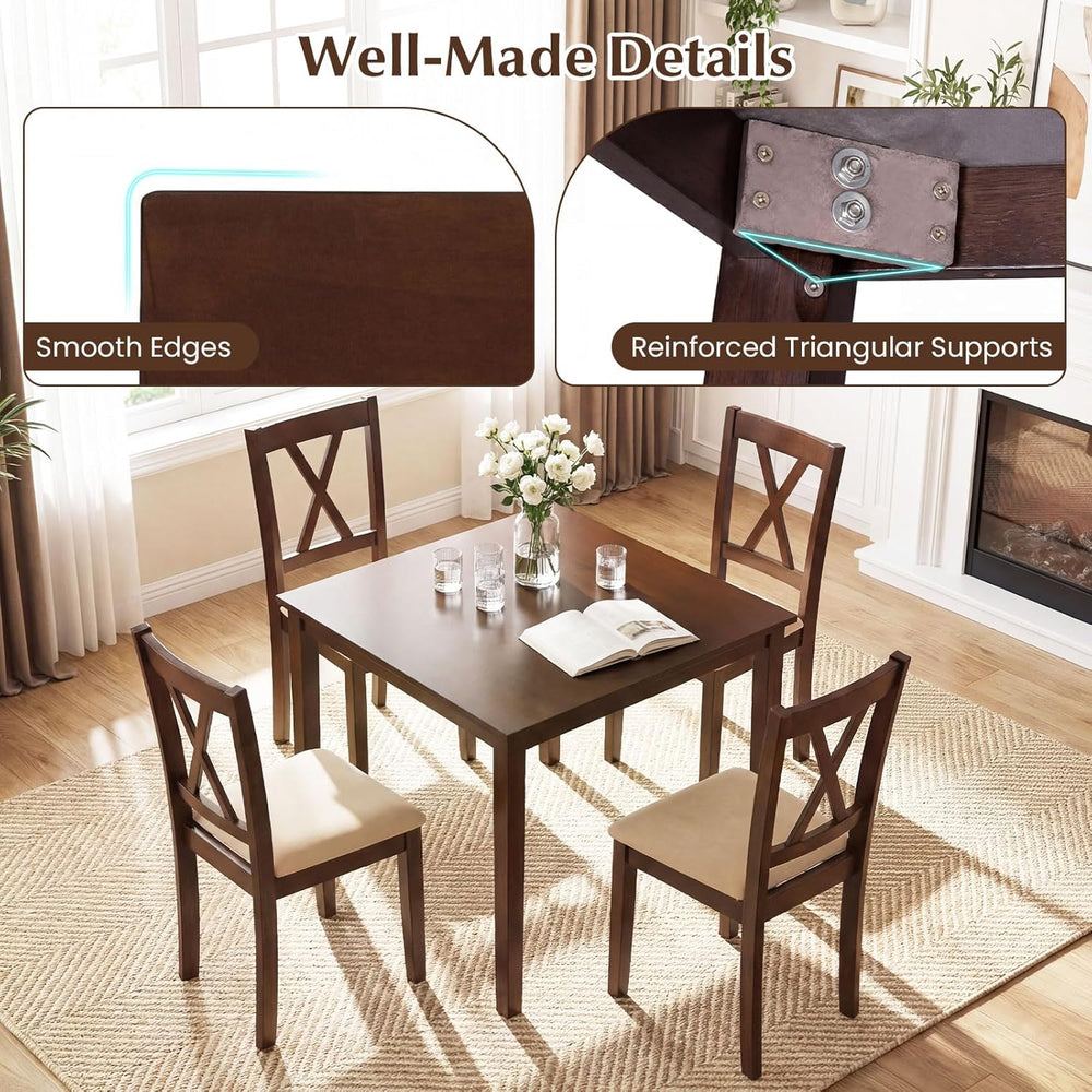 Giantex Dining Table for 4, 35.5" Square Kitchen Table with Solid Rubber...