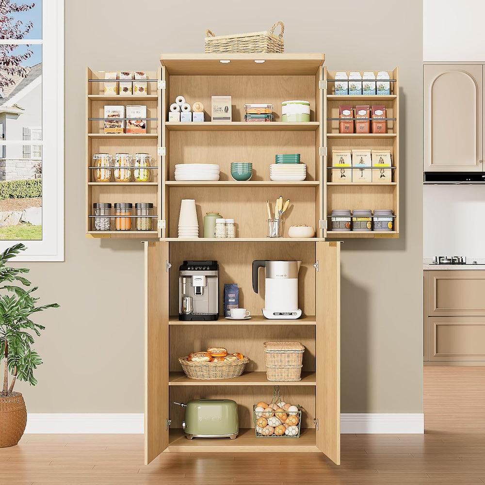Spaco 72" Tall Kitchen Pantry Cabinet,Modern Fluted Food Storage Cabinet...