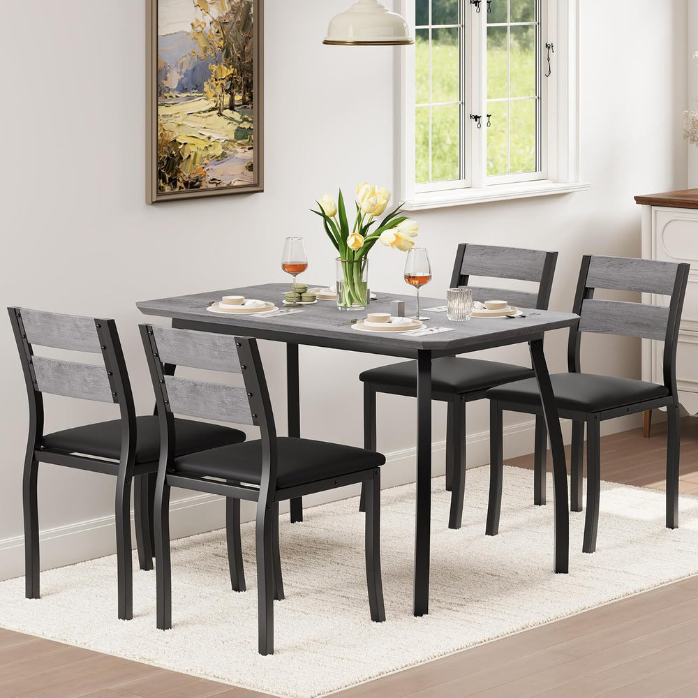 IDEALHOUSE Dining Table Set for 4 Modern Kitchen Table and Chairs Set with Ch...