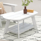 WestinTrends Tuscany Outdoor Coffee Table, All Weather HIPS 2 Tier Patio Adirondack Coffee Table, White