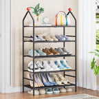 Shoe Rack, 5-Tier Shoe Organizer, Metal Storage Shelf, Shoe Rack for Closet, Free Standing Shoe Racks for Entryway, Garage & Doorway, Sturdy Shoe Shelves, Black