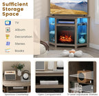 RELAX4LIFE Corner Fireplace TV Stand - Electric Fireplace Entertainment Center w/Heater Insert, LED Lights, APP Control & Adjustable Shelves, Media Console Cabinet for TVs up to 50’’ (Gray)