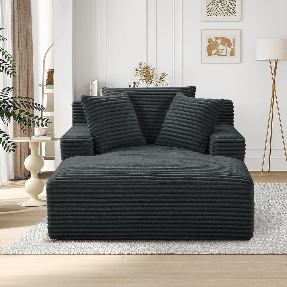 Oversized Chaise Lounge Chair Indoor,50"W Upholstered Corduroy Couch wit...