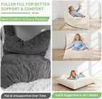 3-in-1 Kids Bean Bag Chair, Convertible Floor Cushion | Odor-Free Shredded Foam Resists Clumping, Removable Corduroy Cover, Cozy Lounge Seating for Bedrooms, Playrooms, Classrooms