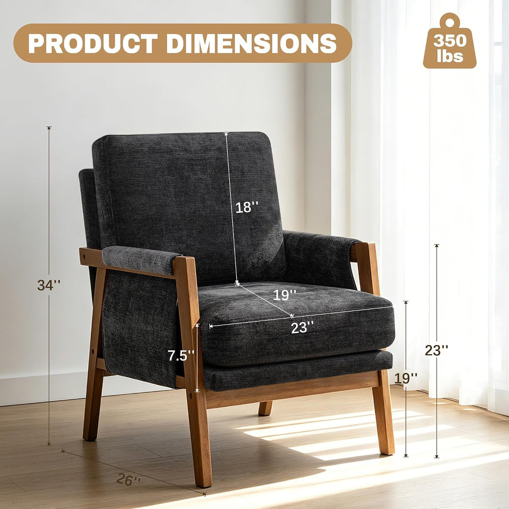 RNKSFX Black Accent Chair for Bedroom & Living Room, Mid Century Modern A...
