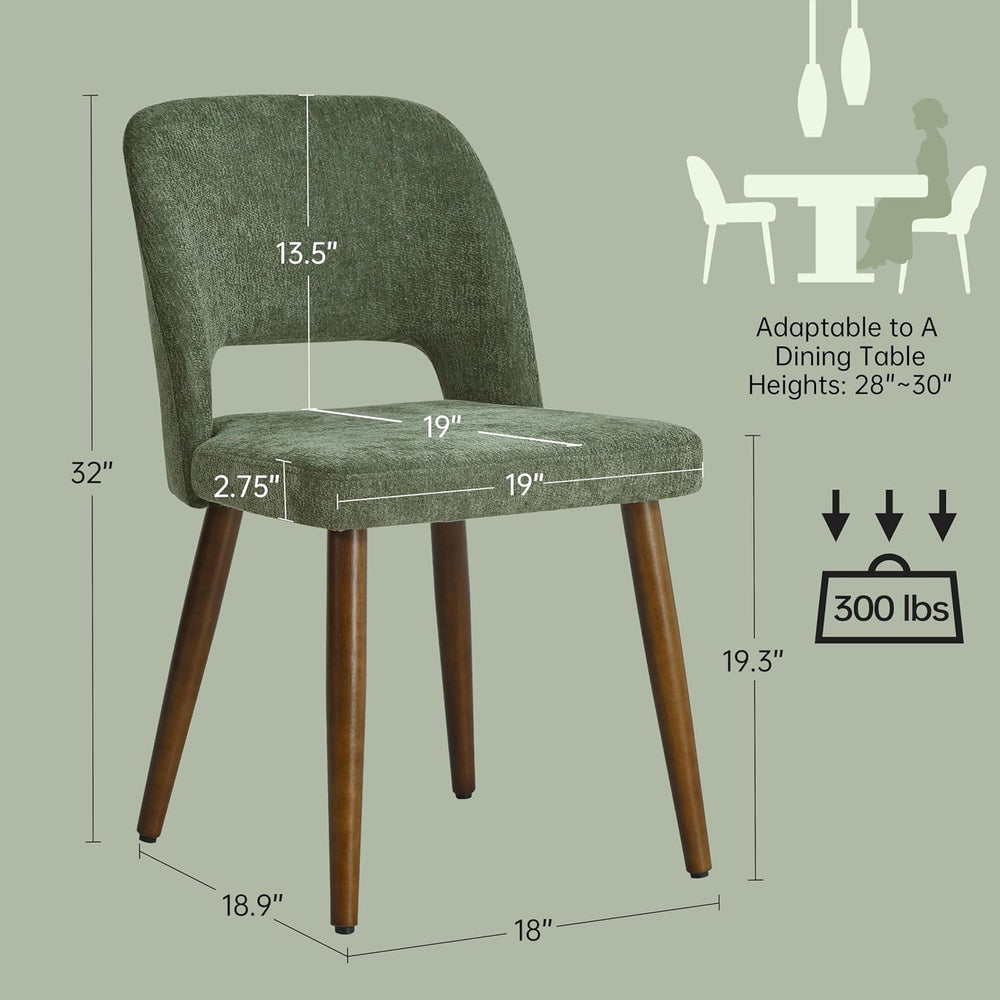 Usaint Wooden Dining Chairs Set of 4, 19.3" Modern Fabric Upholstered Di...