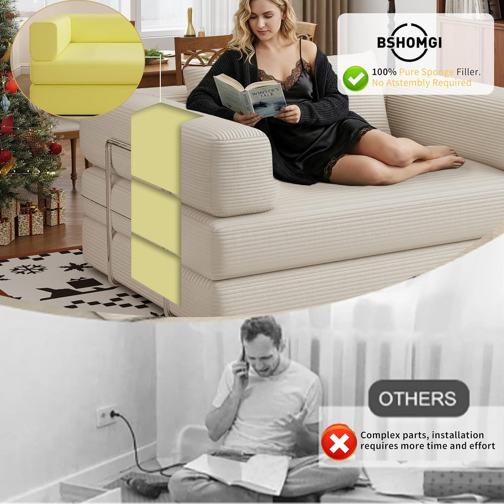 BSHOMGI 4 in 1 Convertible Sofas Couches, Modern Corduroy Futon Bed, Modular ...