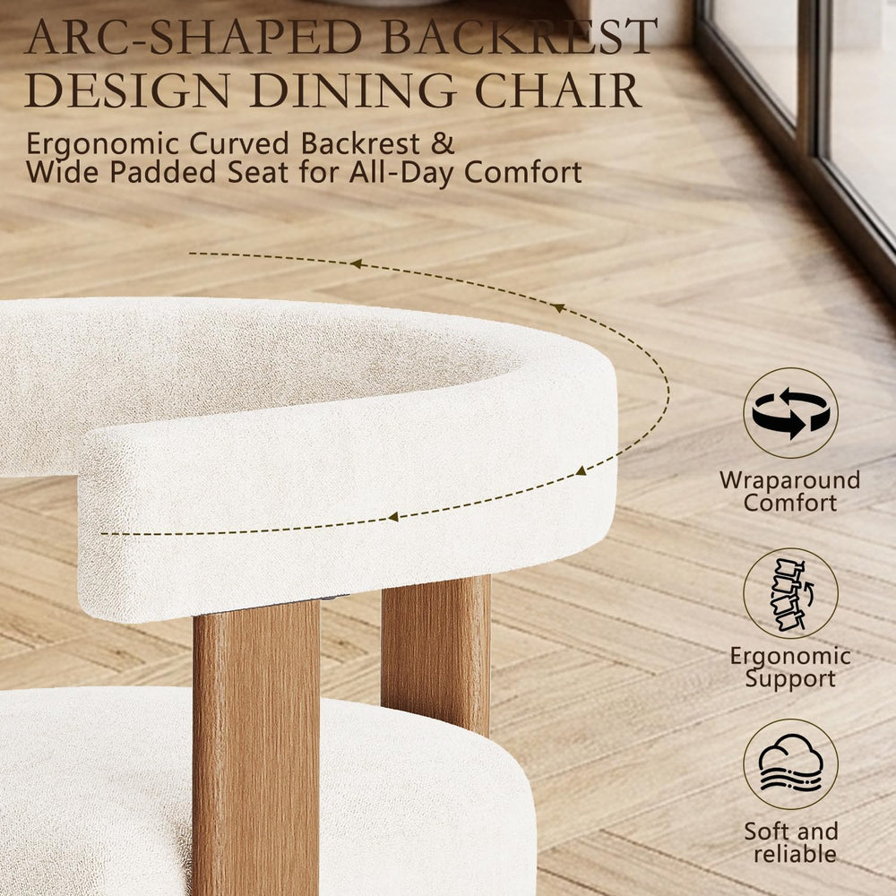 Gaussen Boucle Dining Chairs Set of 2, Mid Century Modern Dining Room Chairs ...