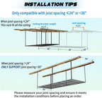 Overhead Garage Storage Rack, 3x8 FT Heavy-Duty & Height-Adjustable Design,600LB Rated for Home and Workshop Organization