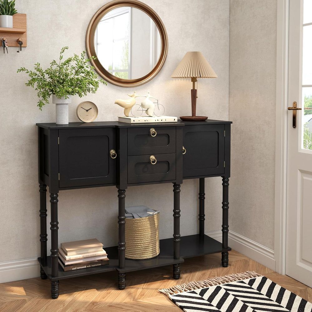 Mid-Century Modern Console Table with 2 Drawers& Doors for Entryway | Ret...