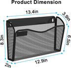 Wall File Organizer, Mesh Hanging File Organizer, Home Office Organization and Storage, 3 Single Pockets Document Magazine Rack