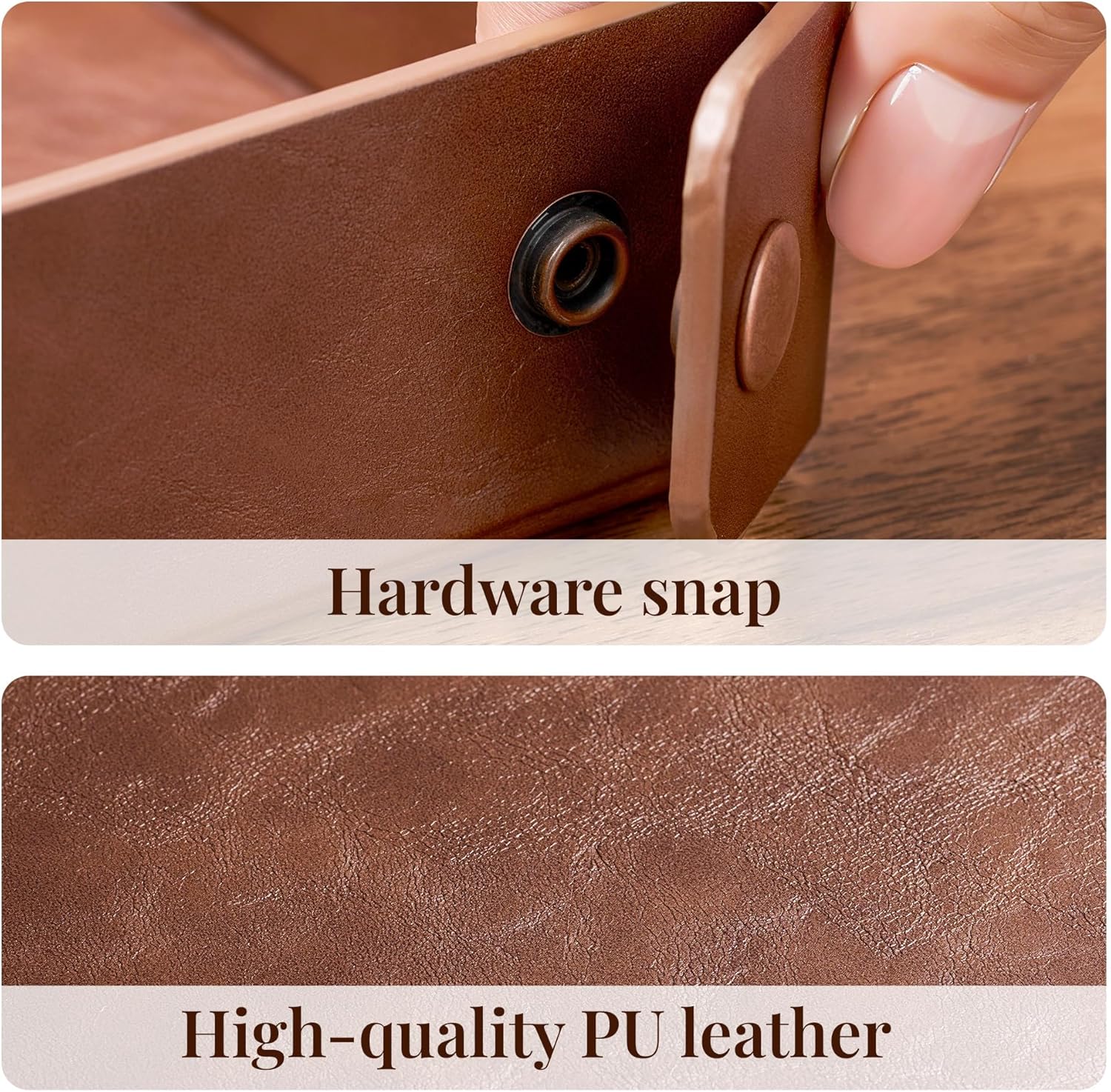 Catch All Valet Tray - EDC Organizer for Key, Wallet, Watch, Jewelry, Phone, coin change | Faux Leather Storage Tray for Dresser, Nightstand, Desk, Entryway, Travel Storage | Brown