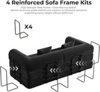 79" Convertible Sofa Bed, Boneless Couches for Living Room | Corduroy Futon Sofa Bed with Pocket Springs, Modular Sleeper Couch in a Box, No Assembly, Black