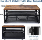 ARCOBIS Monitor Riser with Drawers and Pen Holders, Wood & Mesh Metal Computer Monitor Stand with Storage for Desk, Rustic Brown