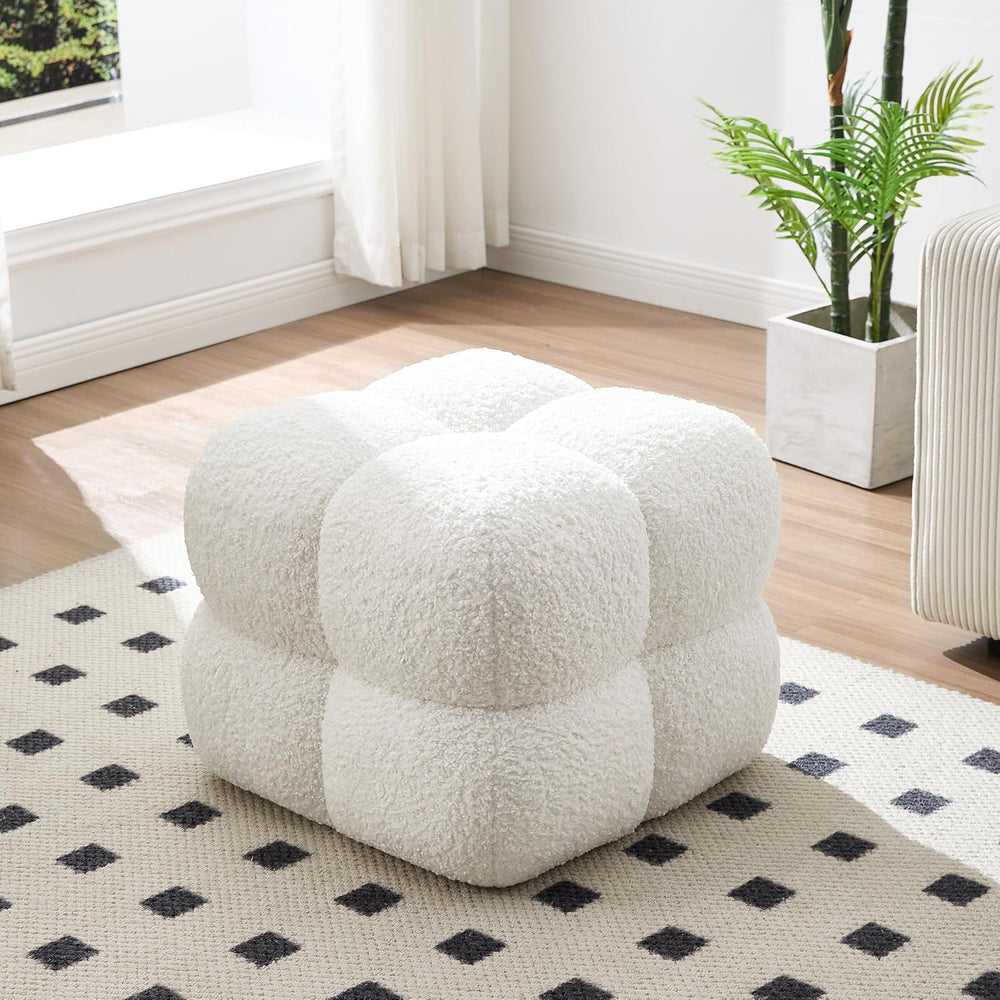 Zesthouse Square Pouf Ottomans Set of 2, Modern Backless Vanity Stool for Bed...