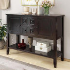 Merax Wood Farmhouse Buffet Table with Storage Shelf, 2 Drawers and Cabinets Buffet Coffee Bar Cabinet for Living Room Dinning Room Kitchen, Espresso