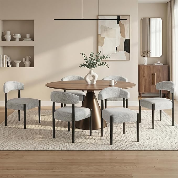VKNOW Wooden Dining Chairs Set of 4, Modern Upholstered Dining Room Chairs wi...