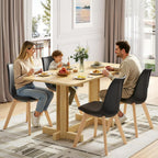 VECELO Dining Chairs Set of 4, Mid-Century Modern Kitchen & Dining Room Chairs, PU Leather Upholstered Seat, Solid Wood Legs, Armless, Non-Slip Feet, Black
