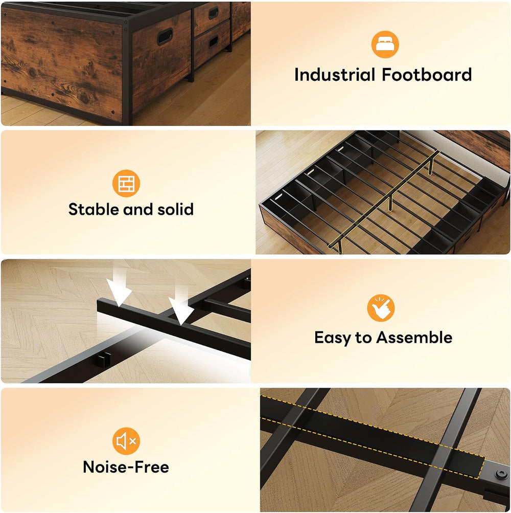LIKIMIO King Size Bed Frame with 12 Storage Drawers and Headboard