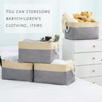 Organization and Storage Basket for Organizing - Large 4 Pack 16x12x8 inch Collapsible Baskets for Shelves Fabric Storage Cube, Storage Bins for Laundry Cloth Books Gift (Gold & Grey)