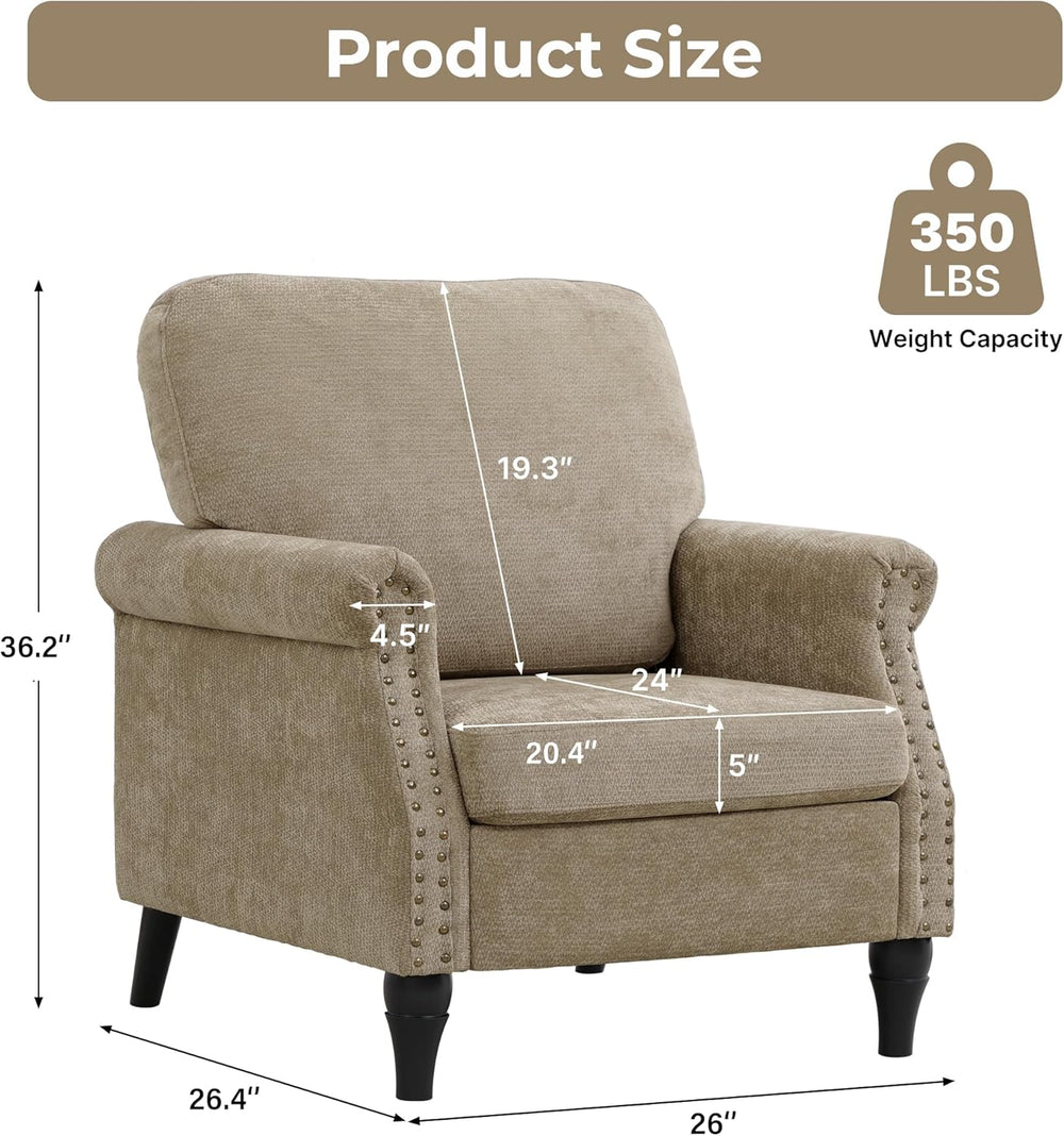 Accent Chair for Living Room, Modern Mid Century Reading Chair Armchair High ...