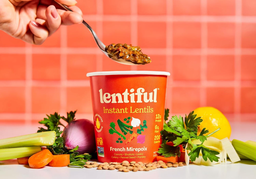 Lentiful French Mirepoix Instant Lentil Cups, 8 Pack, Vegan Gluten-Free