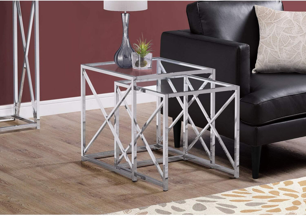 Monarch Specialties I NESTING TABLE, CHROME