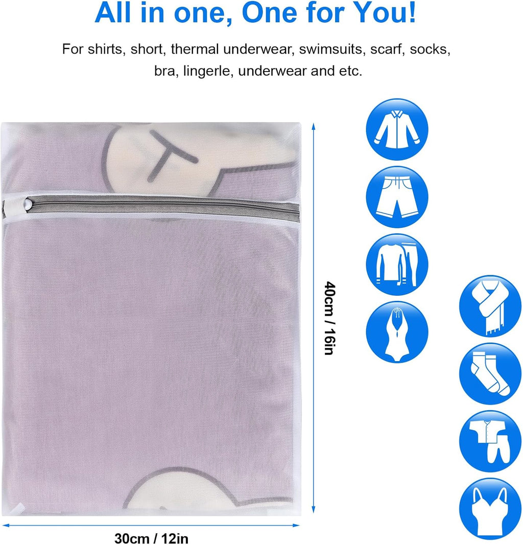 6 Pcs Laundry Bag, 12“x16”Mesh Laundry Bags for Delicates, Garment Gag for Washing Machine, for Daily Organization Travel Packing Wvzedm
