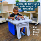 Children's Factory Edutray Desk Attachment for Cube Chair – Toddler Study Surface for Homeschool, Classroom, Space-Saving, Durable, Easy-Clean Plastic, Gray
