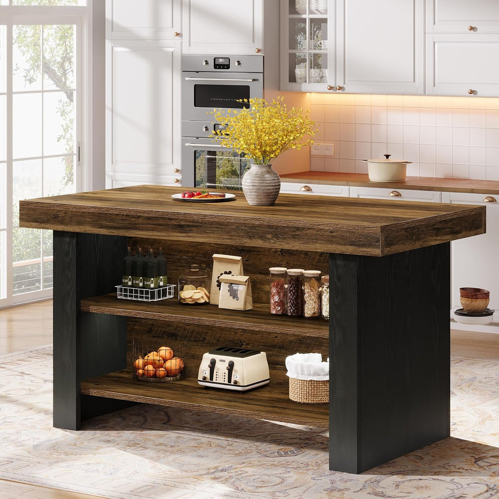 Tribesigns 55-Inch Kitchen Island with Storage, Farmhouse Center Island Table...