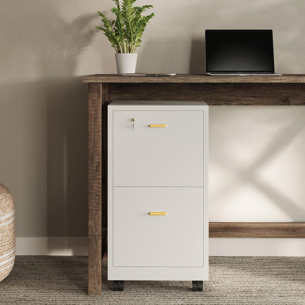 Lavish Home 2 Drawer File Cabinet - Filing Cabinet with Lock - Rolling File C...
