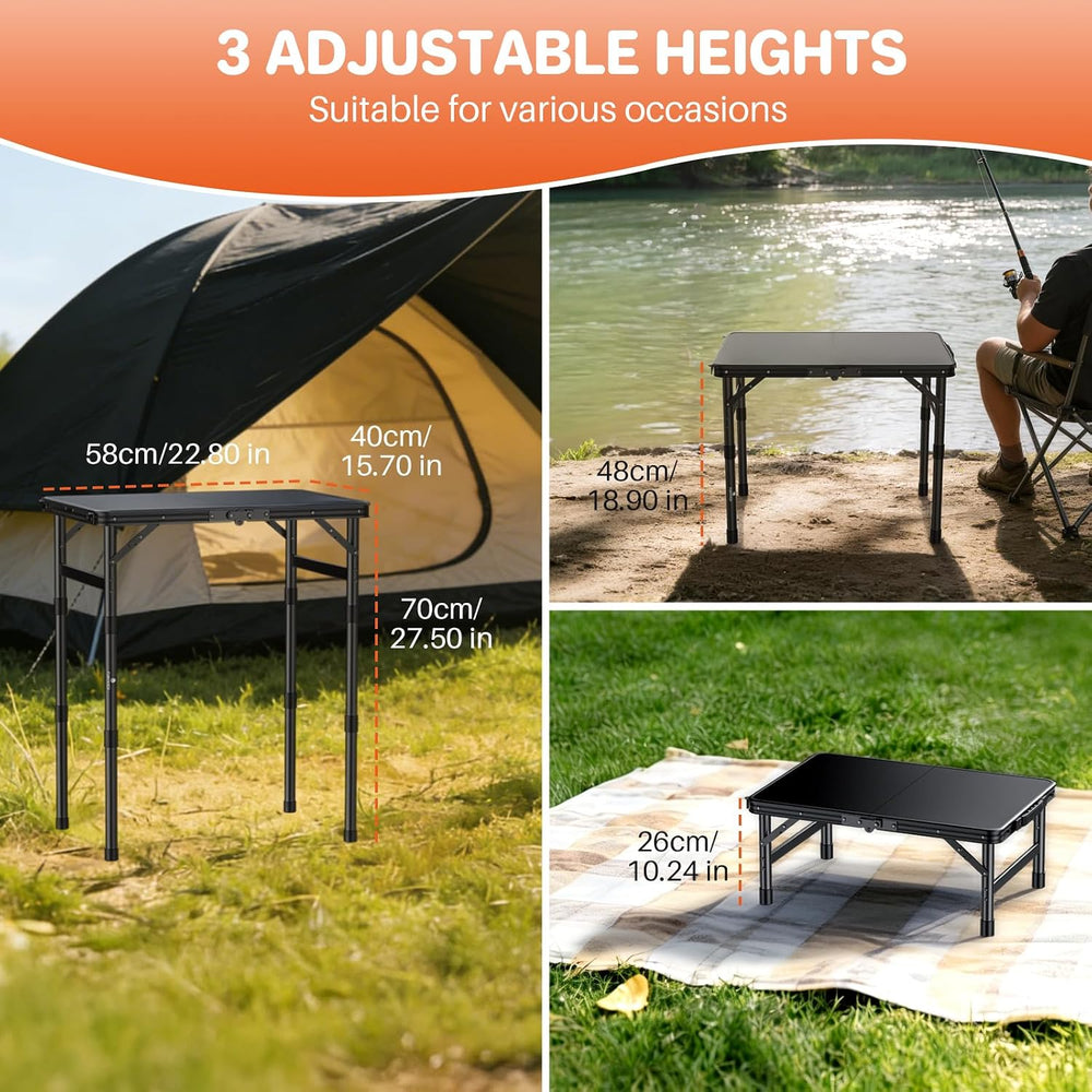 FUNYKICH Waterproof Camping Tables with Plastic Tabletop 22.8''x15.7&...