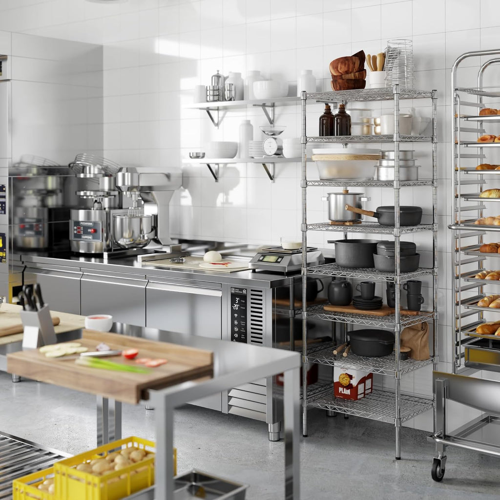 18" Deep x 24" Wide x 74" Height Wire Shelving Kit | 8-Tier | NSF Commercial Storage Rack Unit