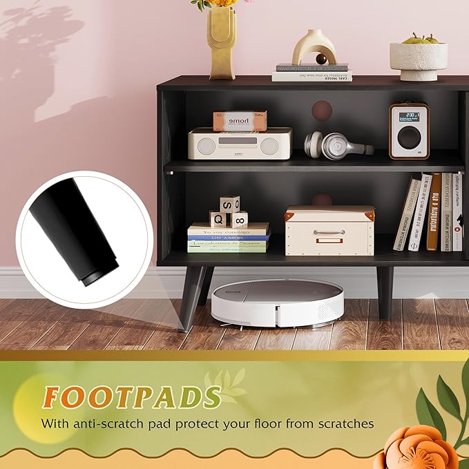 WLIVE TV Stand for 43 Inch TV, Small Entertainment Center with Storage Cabine...
