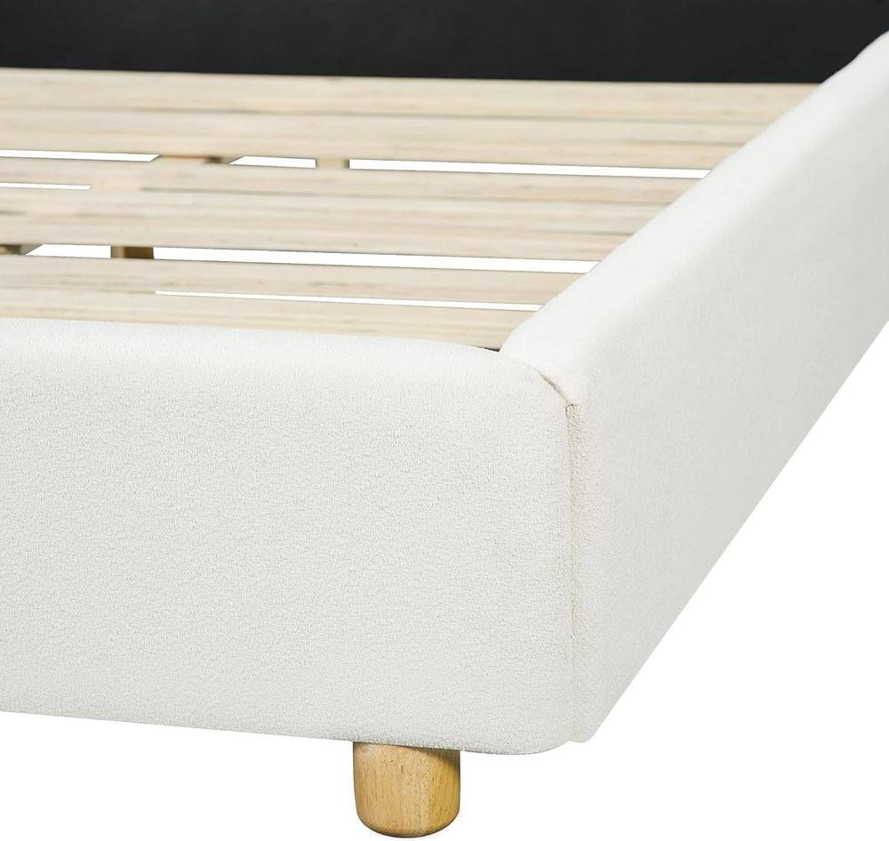 Merax Queen Size Boucle Upholstered Platform Bed Frame with Headboard,Modern ...