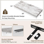 RICHFOCUS 24Inch Floating Shelves for Wall 2 Pack Shelves for Bedroom|Kitchen|Bathroom Wall Mounted Rustic Distressed Wood Floating Shelf with Invisible Brackets for Books|Storage|Decor, Rustic