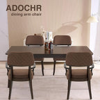 Modern Wood Dining Chairs with Arms Set of 2, Velvet Upholstered Kitchen Chairs with Open Curved Backrest & Black Hardwood Legs, Accent Chairs 350 LBS Capacity, Brown