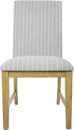 HomePop Upholstered Wood Apron Dining Chair - Light Gray Stripe (Set of 2)