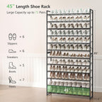 Nunsino Shoe Rack, Long Shoe Organizer,Max Holds 75 Pairs,12 Tier Metal Shoe Storage Shelf,6-Tier Stackable Shoes Organizer for Garage, Entryway,Black